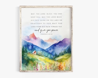 Numbers 6:24-26 May the Lord bless you - modern Christian wall art.