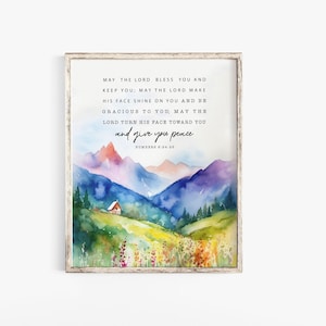 Numbers 6:24-26 May the Lord bless you - modern Christian wall art.