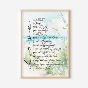 1 Corinthians 13 Love is Patient Bible Verse Poster - Huwelijk schrift