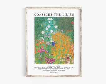 Luke 12:27 Consider the lilies Bible Verse Wall Art Print Modern Christian Art GG330