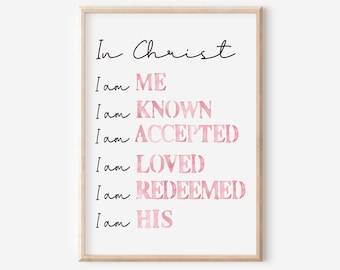 Biblical affirmations Identity in Christ for women  - Printable Christian wall art