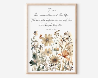 Printable poster - Bible verse quote - Resurrection and Life - John 11:25