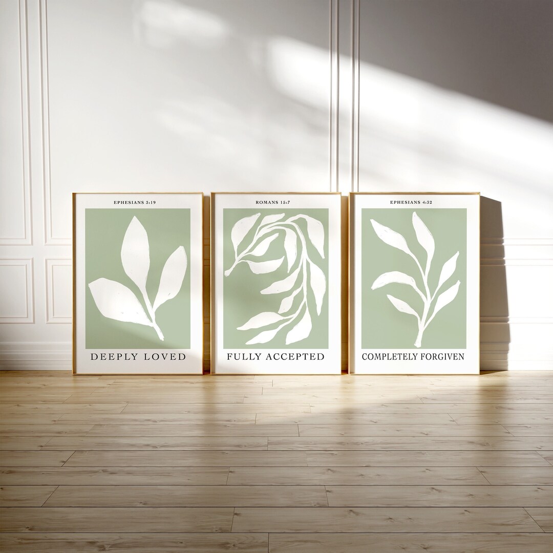 Set of 3 Christian Printable Wall Art Posters, Modern Bible Verse Print ...