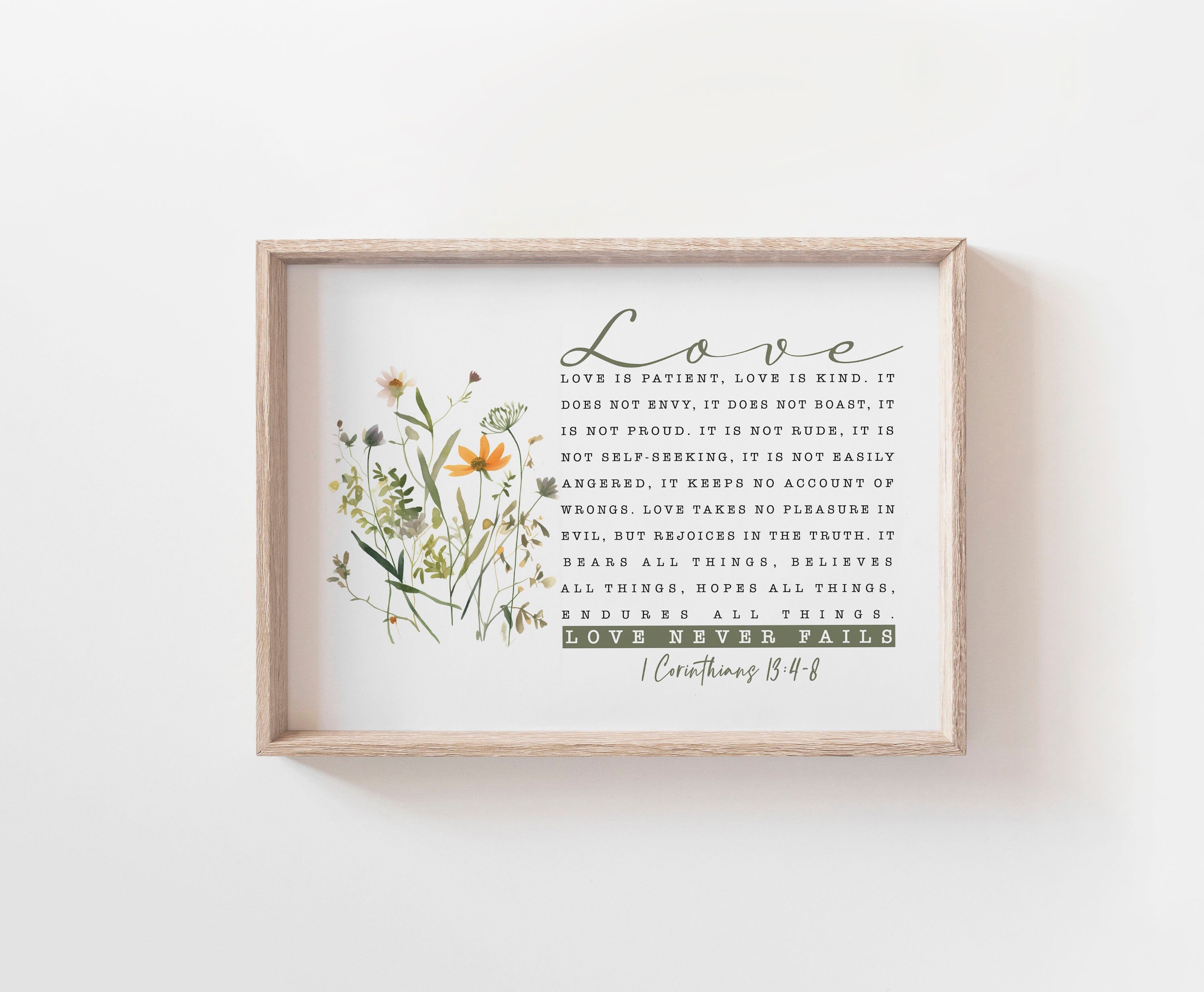 Love is Patient, Love is Kind - 1 Corinthians 13 - Bible Verse Poster ...