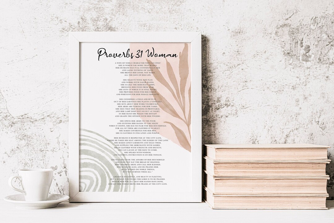 Abstract Boho Digital Poster: Proverbs 31 Woman - Neutral Pastel Colors ...
