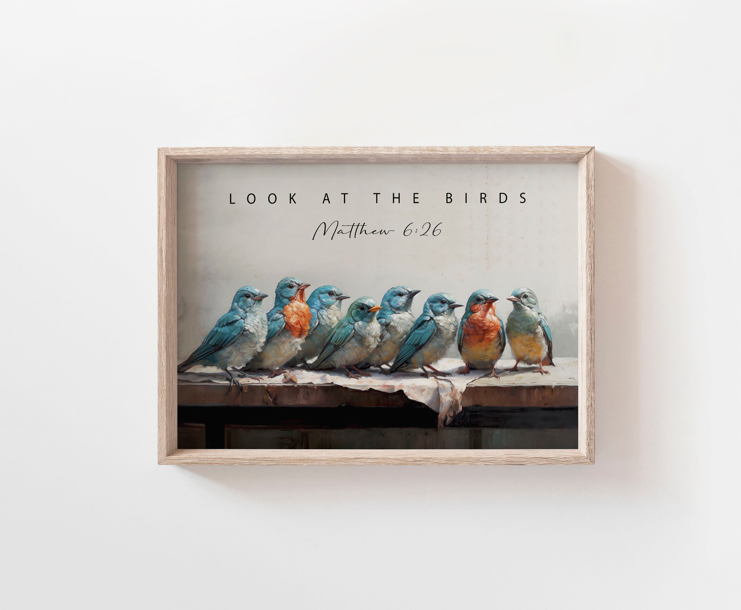 Bible Verse Wall Art - Look at the Birds - Matthew 6:26 - GG259 - Etsy