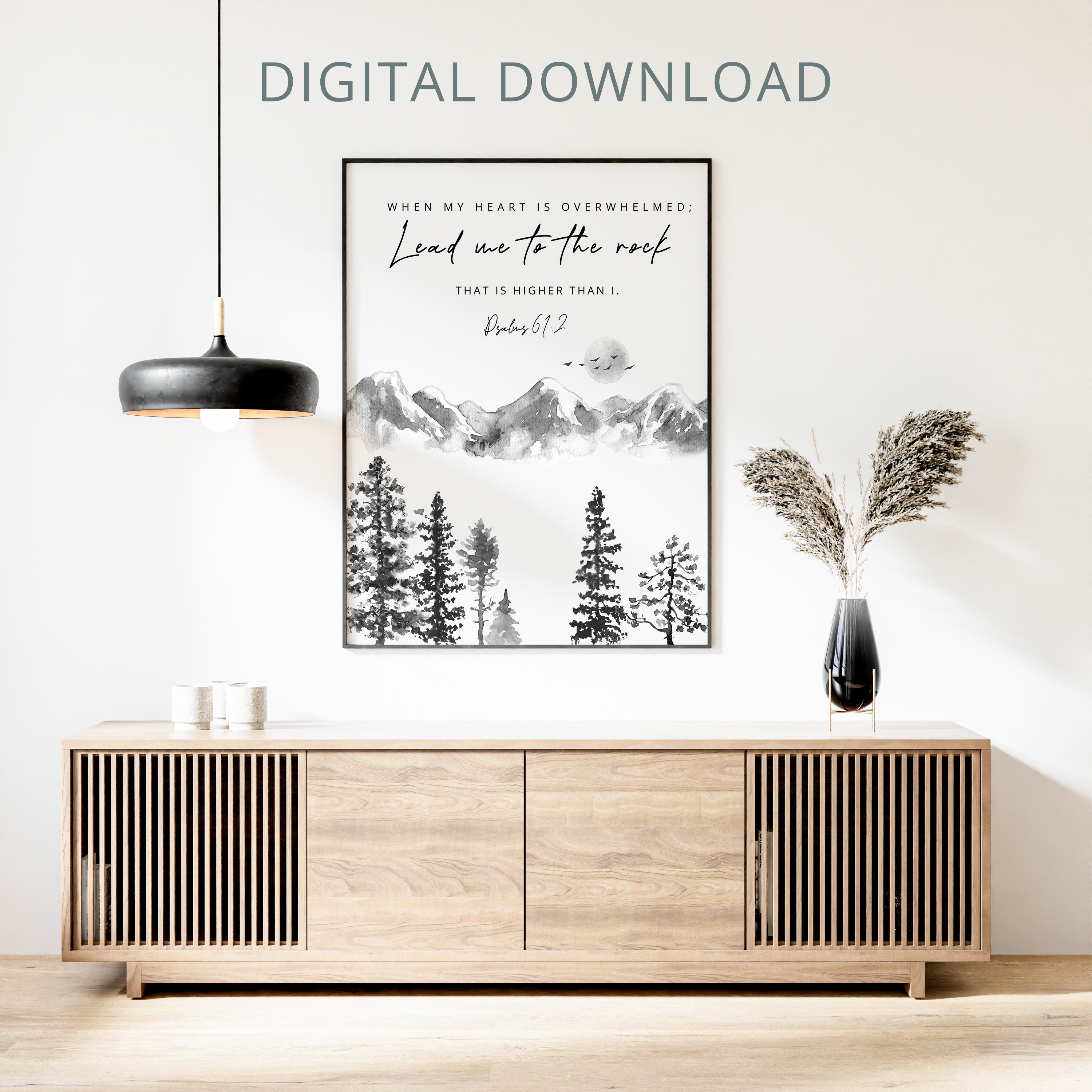 Bible Verse Printable Wall Art Psalms 61:2, Scripture Christian Faith ...