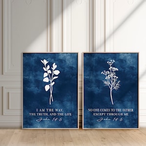 John 14 6, the way, the truth, the life, Set of two Bible Verse Printable posters