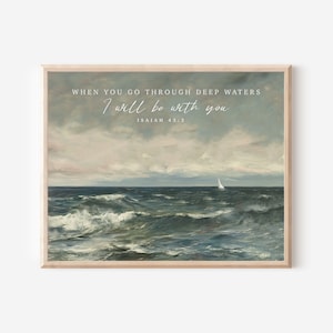 When You Go Through Deep Waters - Bible Verse Wall Art - Isaiah 43:2 ...