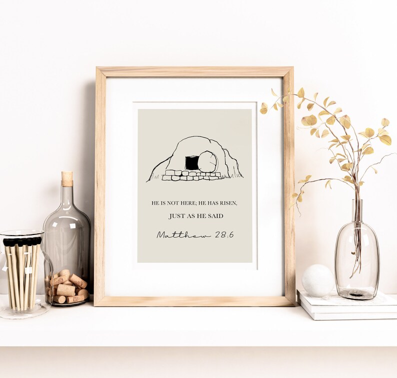 Scripture List Empty Image Bible Verse Printable Wall Art Religious Easter Matthew 28:6, Scripture ...