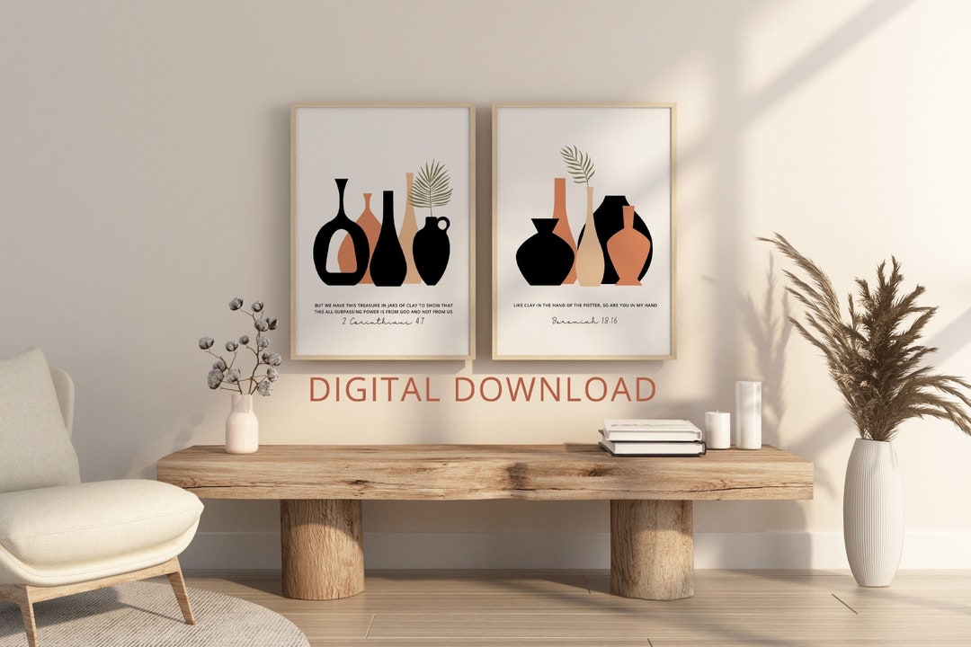 Set of 2 Bible Verse Printable Wall Art 2 Corinthians 4 7, Jeremiah 18 ...