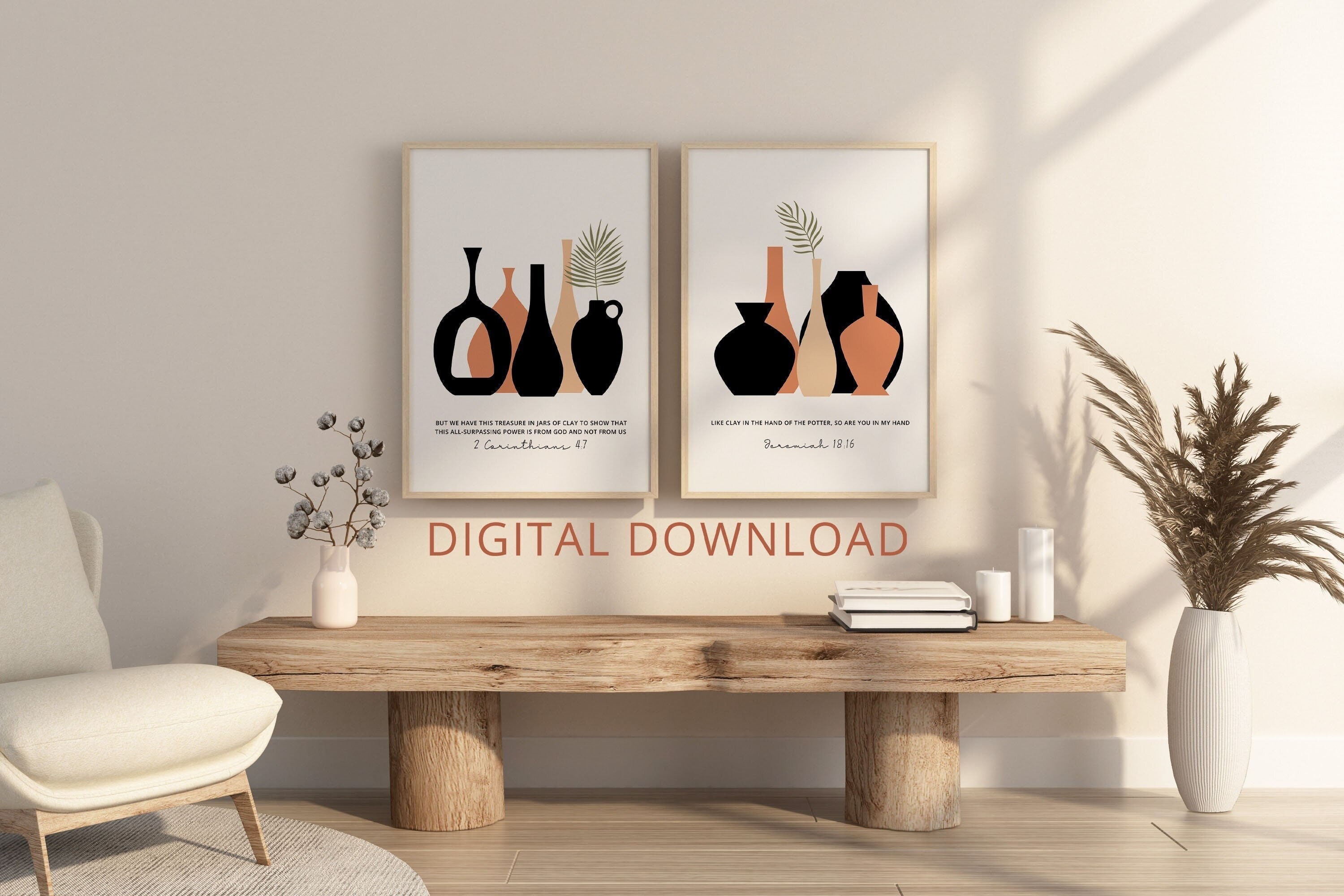 Set of 2 Bible Verse Printable Wall Art 2 Corinthians 4 7, Jeremiah 18 ...