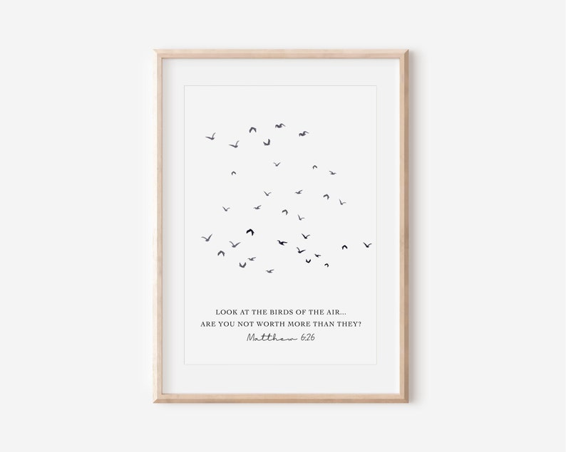Bible Verse Printable Wall Art Matthew 6:26 Look at the Birds ...