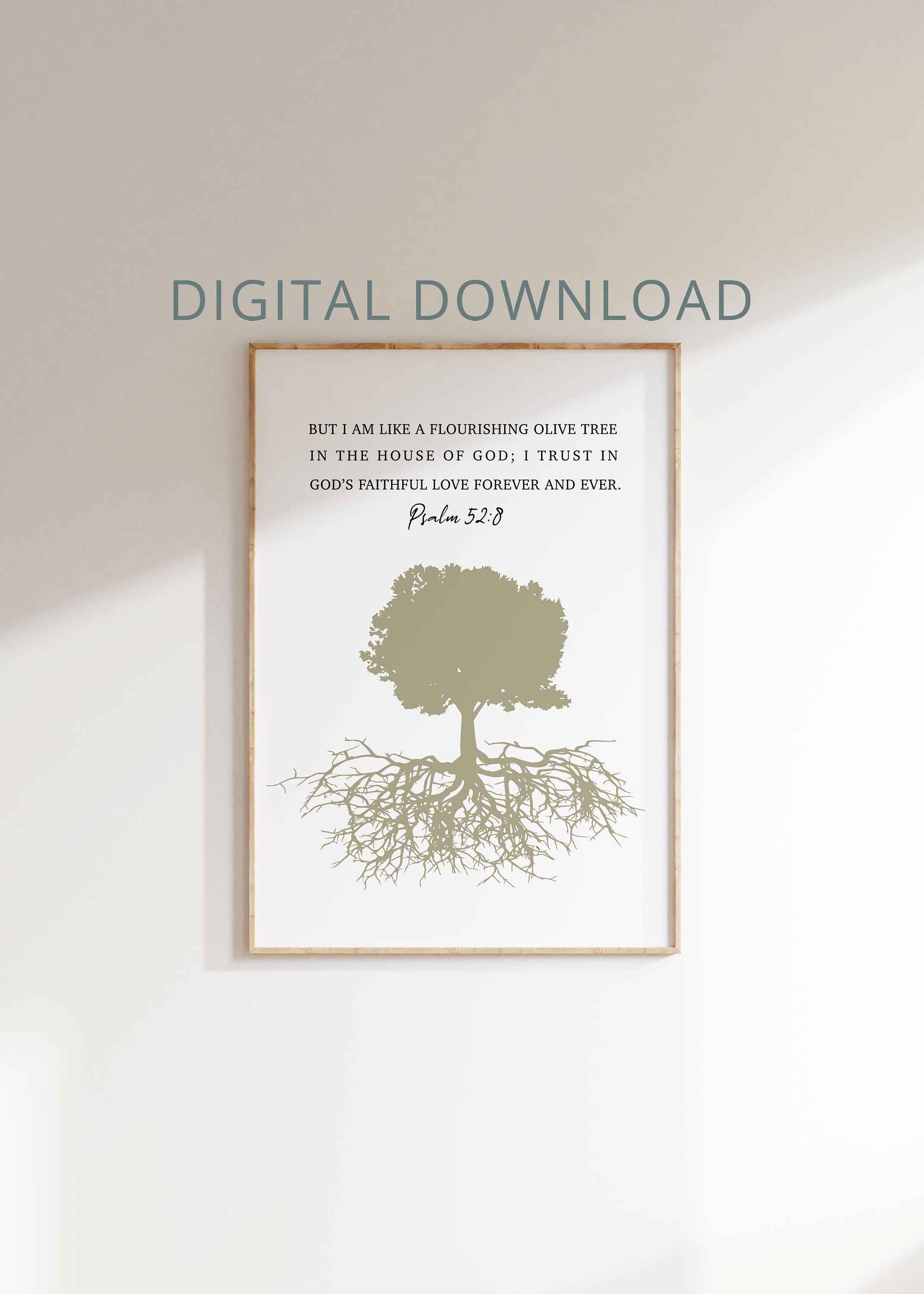 Bible Verse Printable Wall Art Psalm 52:8, Tree Flourishing in God ...