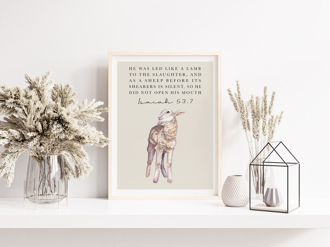 Bible Verse Printable Wall Art, Religious Easter Gift, Isaiah 53 7 ...