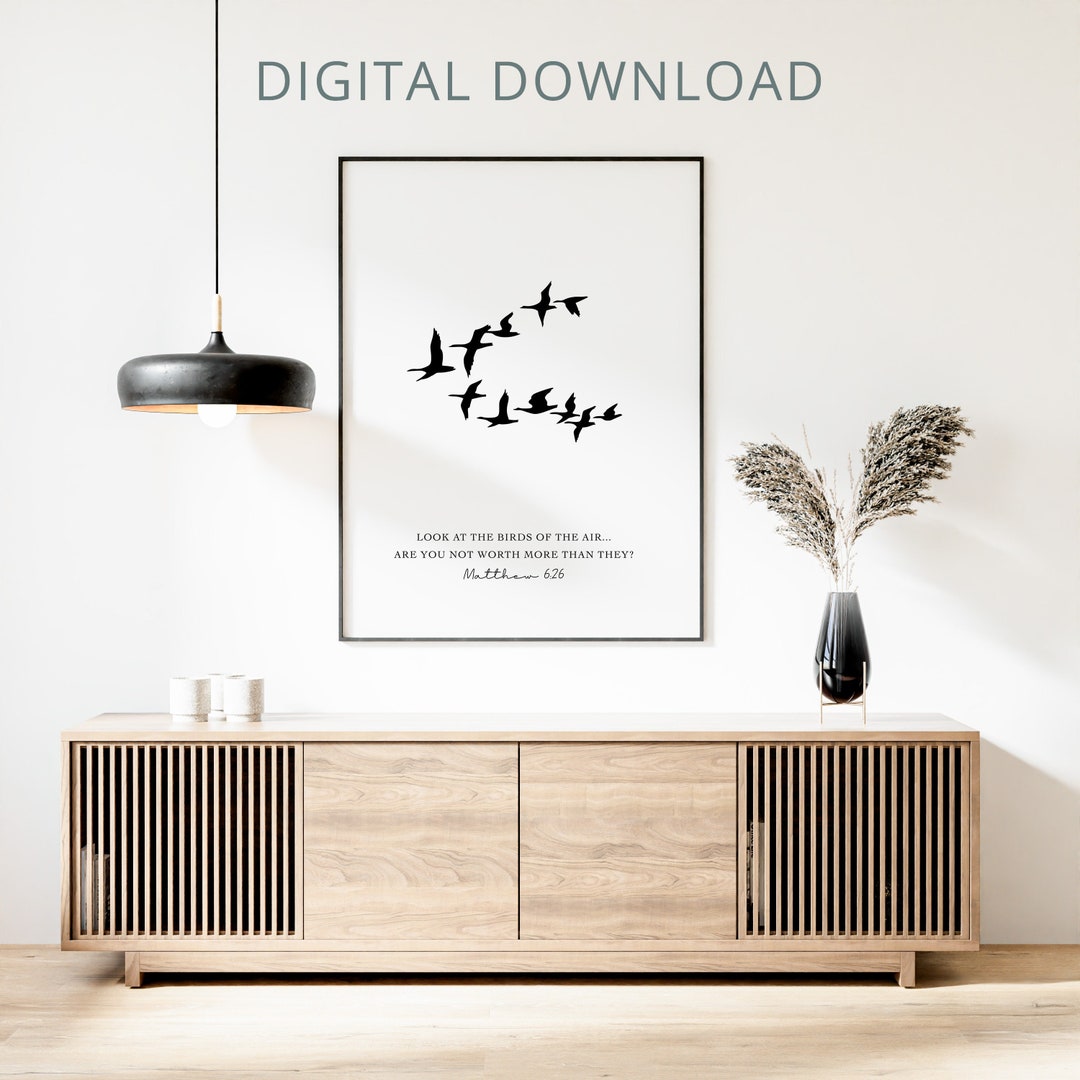 Bible Verse Printable Wall Art Matthew 6:26 Look at the Birds of the ...