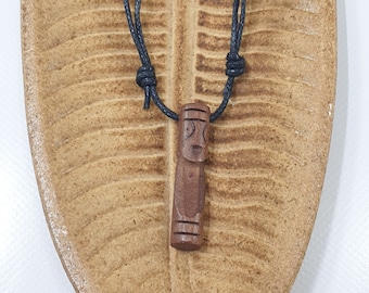 Wooden Tiki Totem Pendant, Taino Necklace, Good Luck from the Dominican Beach - Handmade Necklaces - Talisman - Amulet
