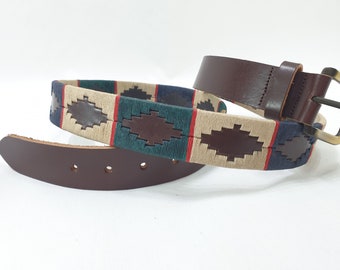 Ceinture en cuir argentin. Broderie sur cuir. Ceintures Polo Argentine en cuir durable - Peau - Fait main - Artisanat