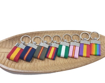 Canvas keychain with Spanish flag, in navy blue, hunter green, and pink / Andalusian flag / LGBT rainbow flag / Republican flag