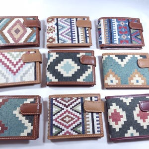 Original Men's Wallet made of Leather / Leather / ETHNIC Canvas, handmade multi-colored fabric and leather - Leather - Handmade - Craftsmanship