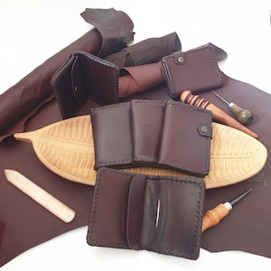 Natural Brown Oiled Calf Leather Wallet for Men Women Unisex / Made entirely by hand