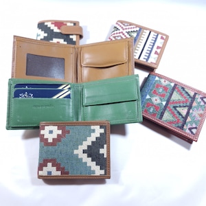 Original Men's Wallet made of Leather / Leather / ETHNIC Canvas, handmade multi-colored fabric and leather - Leather - Handmade - Craftsmanship