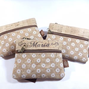 Natural Cork Wallet for Women Personalized with Name, Cork from Portugal, Cork Accessories, an Eco-Responsible Gift