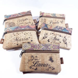 Natural Cork Wallet for Women Personalized with Name, Cork from Portugal, Cork Accessories, an Eco-Responsible Gift