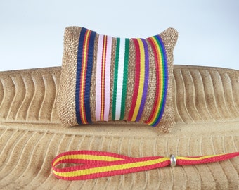 Spanish Flag Ribbon Bracelet / Adjustable / Fabric / Spanish Flag with Navy Blue / Andalusia / Pride Rainbow / Republican