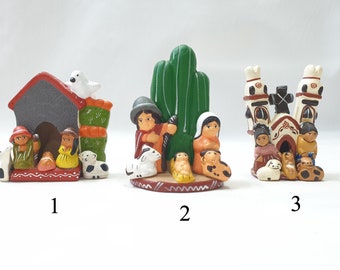 Belén Perú, Belenes andinos de cerámica artesanal Navidad Juego de Natividad peruano hecho a mano Nacimiento étnico de colección