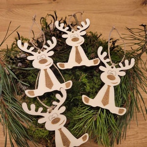 Süße Rentiere aus Holz | Anhänger Weihnachten | Geschenk Anhänger | 4er Pack