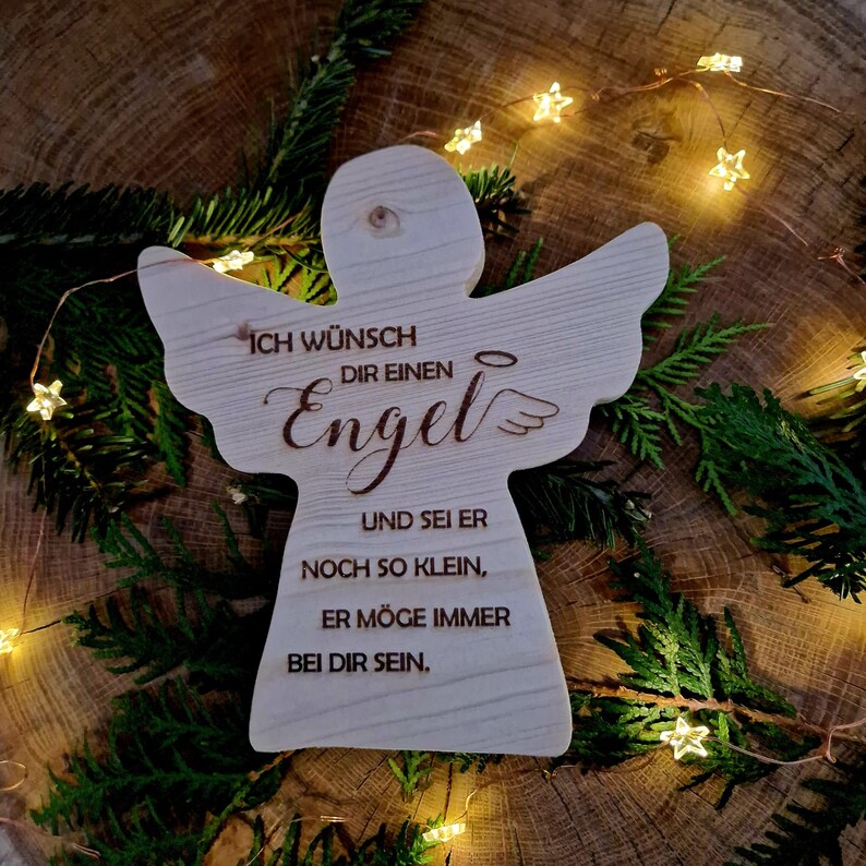 Holzengel mit Spruch 'Ich wünsch dir einen Engel' Schutzengel Engel