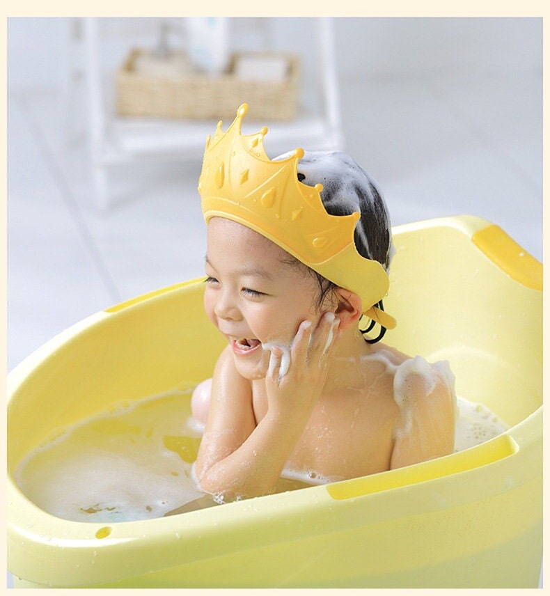 2-pieces-baby-shower-cap-adjustable-bath-bathing-protection-cap-yellow