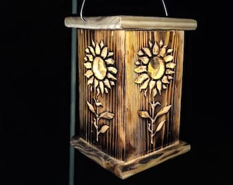 Unique Wooden Sunflower Solar lanterns