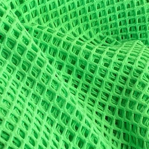 Neon Green Two Way Stretch Big Hole Nylon Fishnet Diamond Mesh Fabric By The Yard, 60" Wide