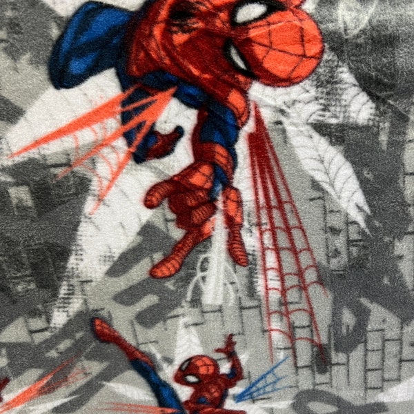 Spider Man Fleece Fabric By The Yard, Spider Man In Action, 60” Wide, Blanket