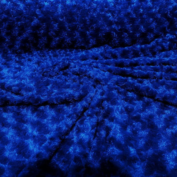 Royal Blue, 58/59" Wide Snuggle Minky Rosette Rosebud Soft Fabric