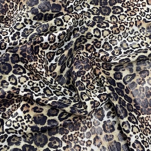 Leopard Animal Print With Foil Four Way Stretch Nylon Spandex Fabric By The Yard, 60&quot; Wide