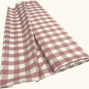 Blush & White, 60&quot; Wide 100% Polyester Poplin Gingham Checkered Plaid Fabric