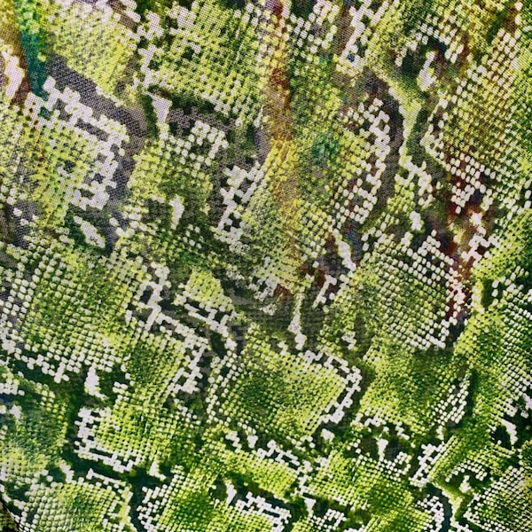 Green Snake Skin Animal Print on Four Way Stretch Nylon Spandex Power Mesh Fabric By The Yard, 60'' Wide