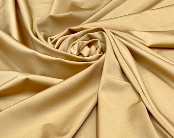 Solid Shiny Gold Four Way Stretch Nylon Spandex Fabric By The Yard, 60'' Wide, Activewear, Stretch Knit