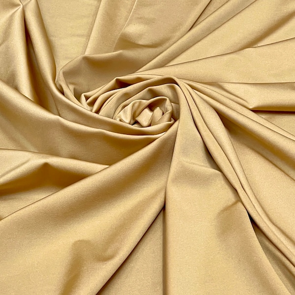 Solid Shiny Gold Four Way Stretch Nylon Spandex Fabric By The Yard, 60'' Wide, Activewear, Stretch Knit