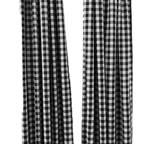 Checkered Country Plaid Gingham Checkered Backdrop Drapes Curtains Panels, Room Divider, 1 Pair - White & Turquoise ) Choose Size Below main image 1