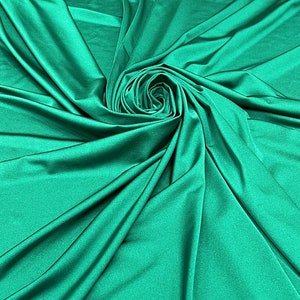 Solid Shiny Emerald Green Four Way Stretch Nylon Spandex Fabric By The Yard, 60'' Wide, Activewear, Stretch Knit