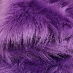 Purple Shag Faux Fur Fabric By The Yard 60&quot; Wide, Shaggy, Long Pile
