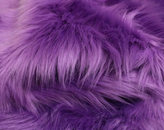 Purple Shag Faux Fur Fabric By The Yard 60&quot; Wide, Shaggy, Long Pile