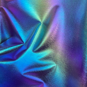 Lightweight Metallic Knit One Way Stretch Purple Rainbow Foil Fabric by The Yard, 60” Wide, Backdrop, Decoration