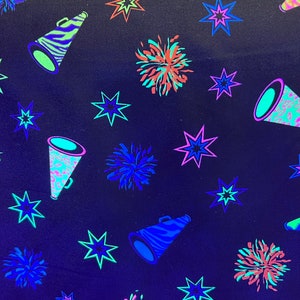 Multicolor Neon Ultra Violet Blacklight Reactive Fun Print on Four Way Stretch Nylon Spandex Fabric By The Yard, 60&#39;&#39; Wide