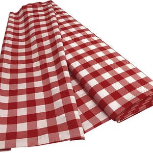 Red & White, 60&quot; Wide 100% Polyester Poplin Gingham Checkered Plaid Fabric