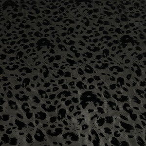 Black Cheetah Pattern Jacquard Felt on Four Way Stretch Black Power Mesh Fabric by The Yard, 60'' Wide